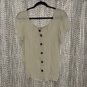 Flowing Cream Top with Buttons